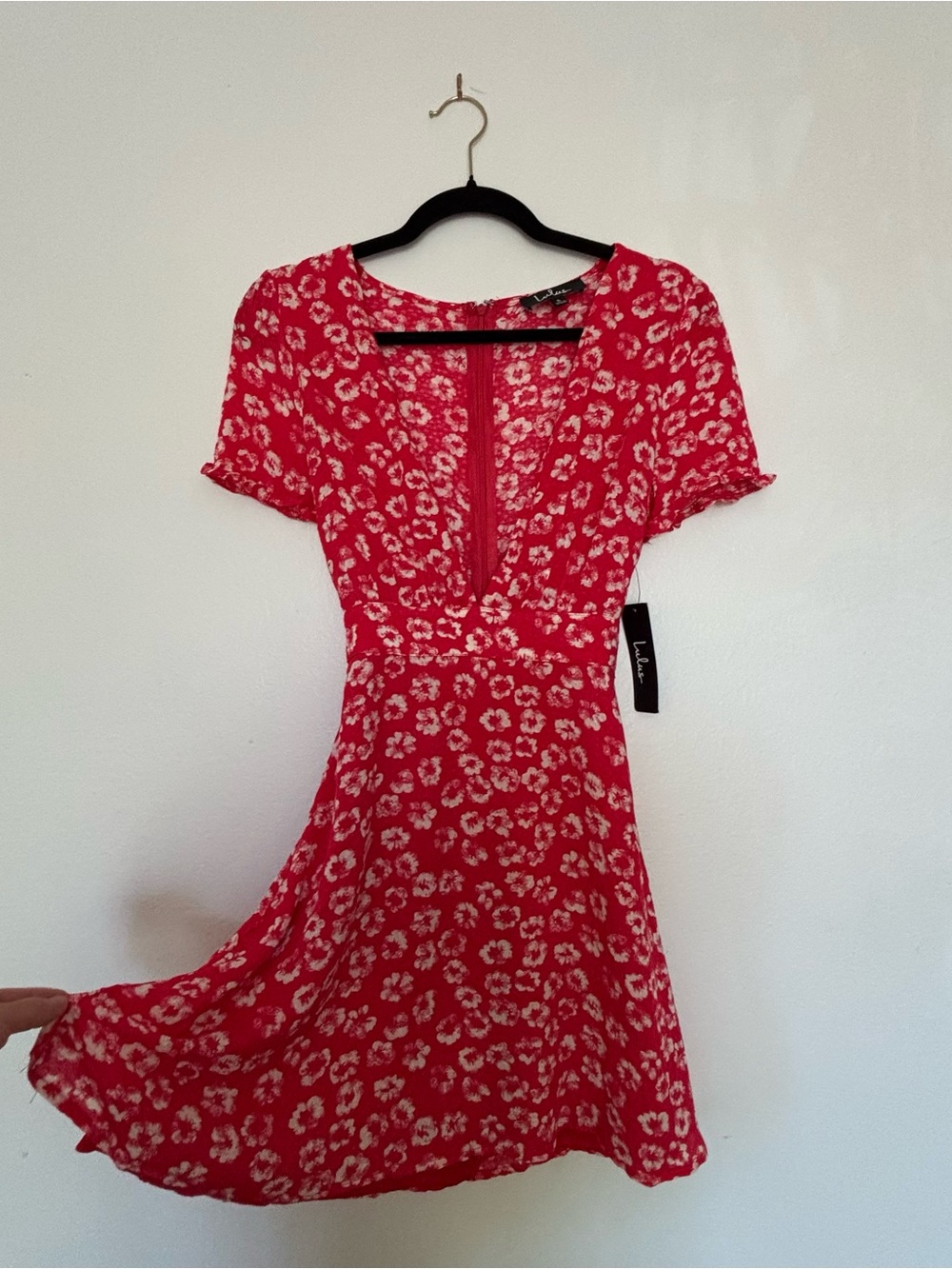 Red Floral Short Sleeve Dress